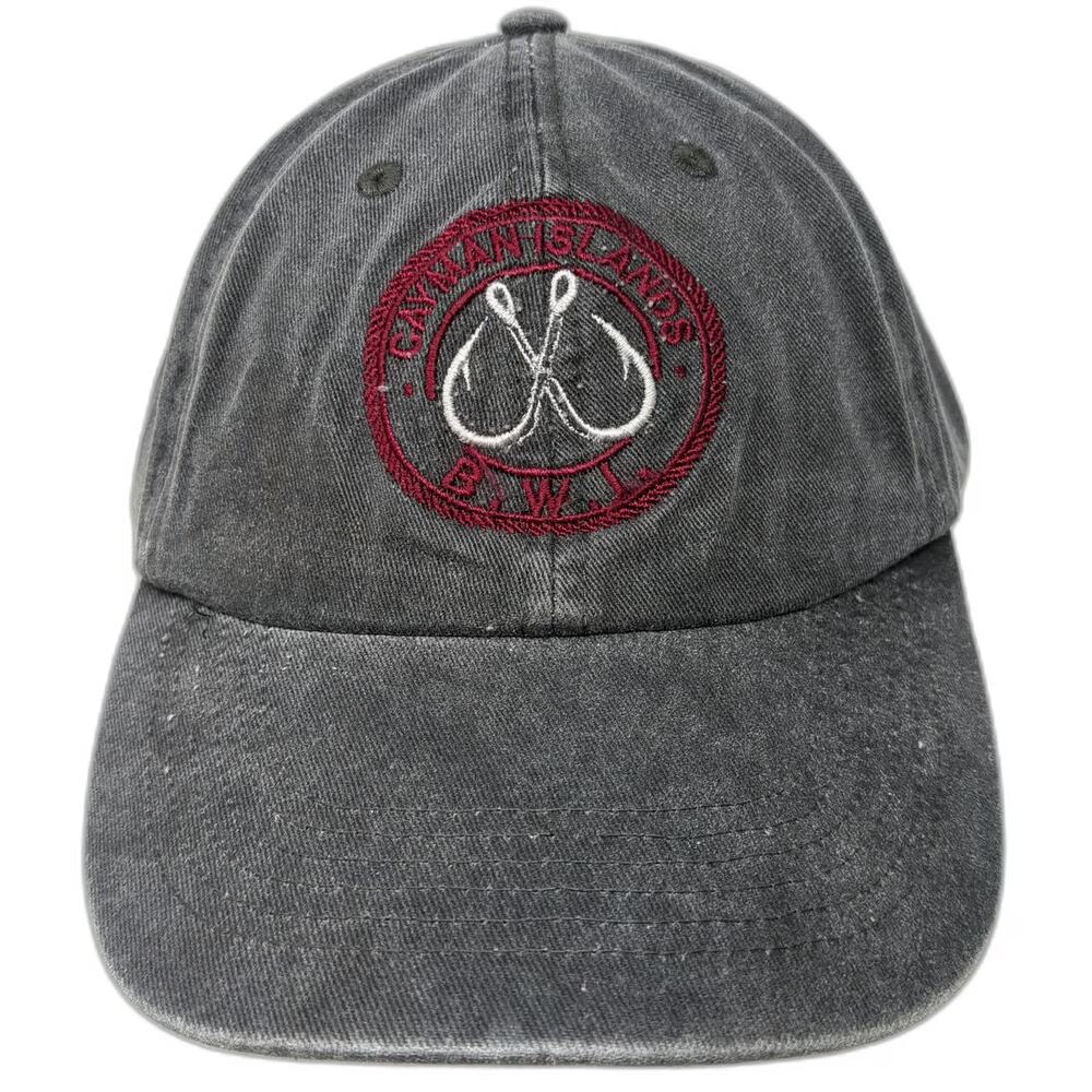 DK Embroidery Baseball Cap Gray One Size Cayman Islands Fishing Hooks BWI Hat